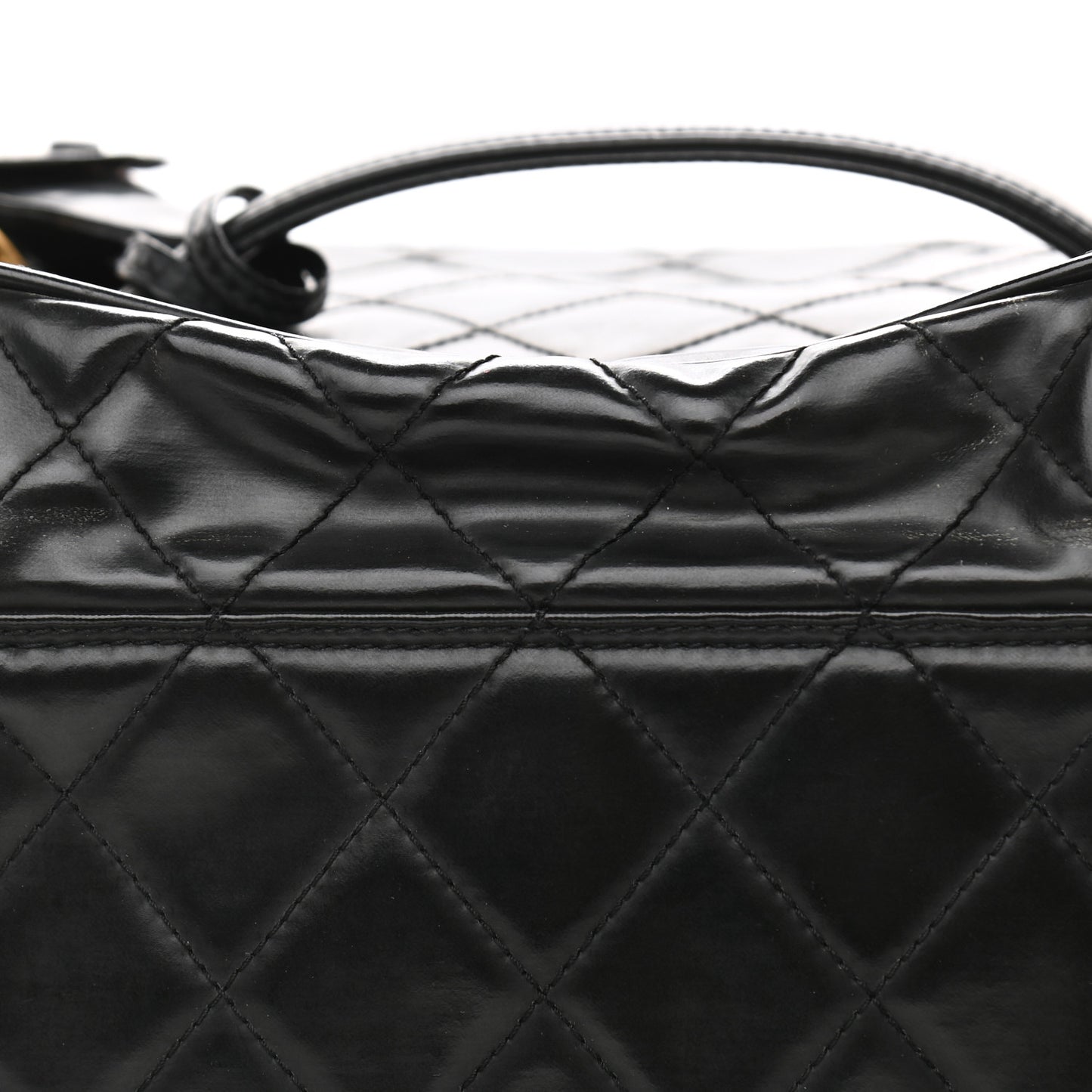 Patent Quilted CC Vanity Cosmetic Case Black