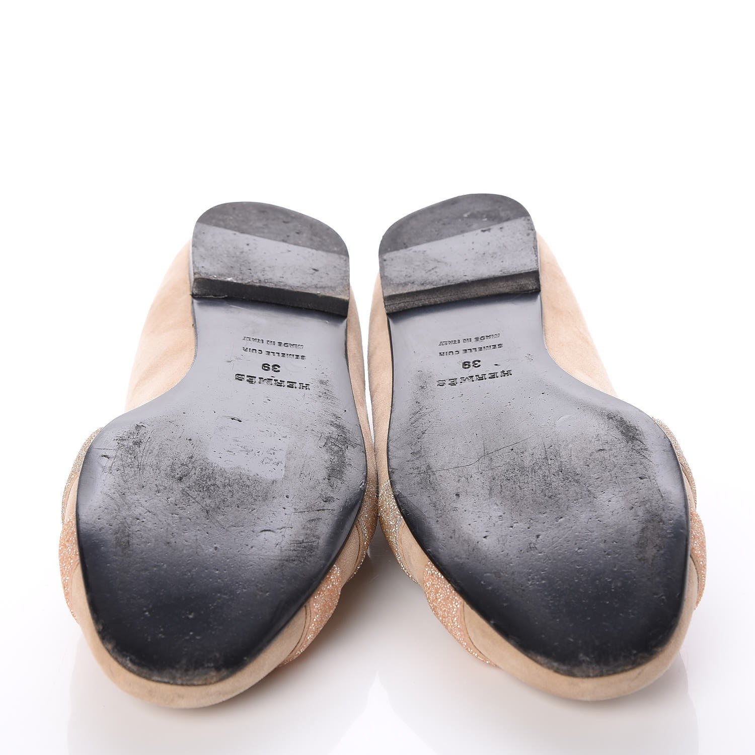 Hermes Suede Goatskin Crystal Powder Nice Ballerina Flats 39 Nude 9 of 10