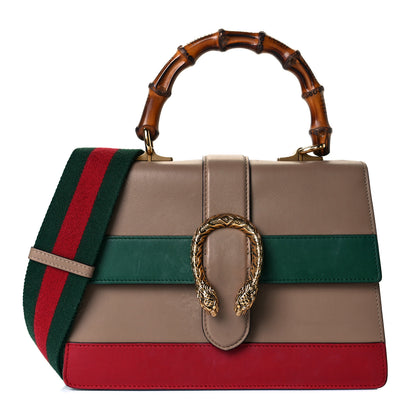 Gucci Calfskin Bamboo Web Medium Dionysus Top Handle Bag Camelia Bright Evergreen Hibiscus Red 1 of 8
