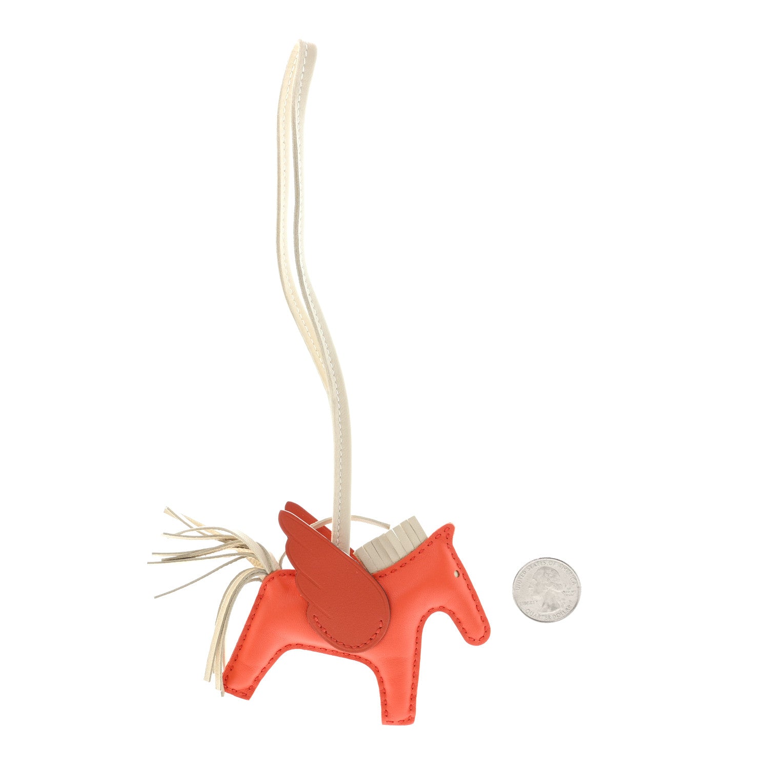 Hermes Milo Lambskin Grigri Rodeo Pegase Horse Bag Charm PM Orange Poppy Craie Terre Battue 2 of 6