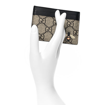 Gucci GG Supreme Monogram Bee Print Card Holder Black 2 of 7