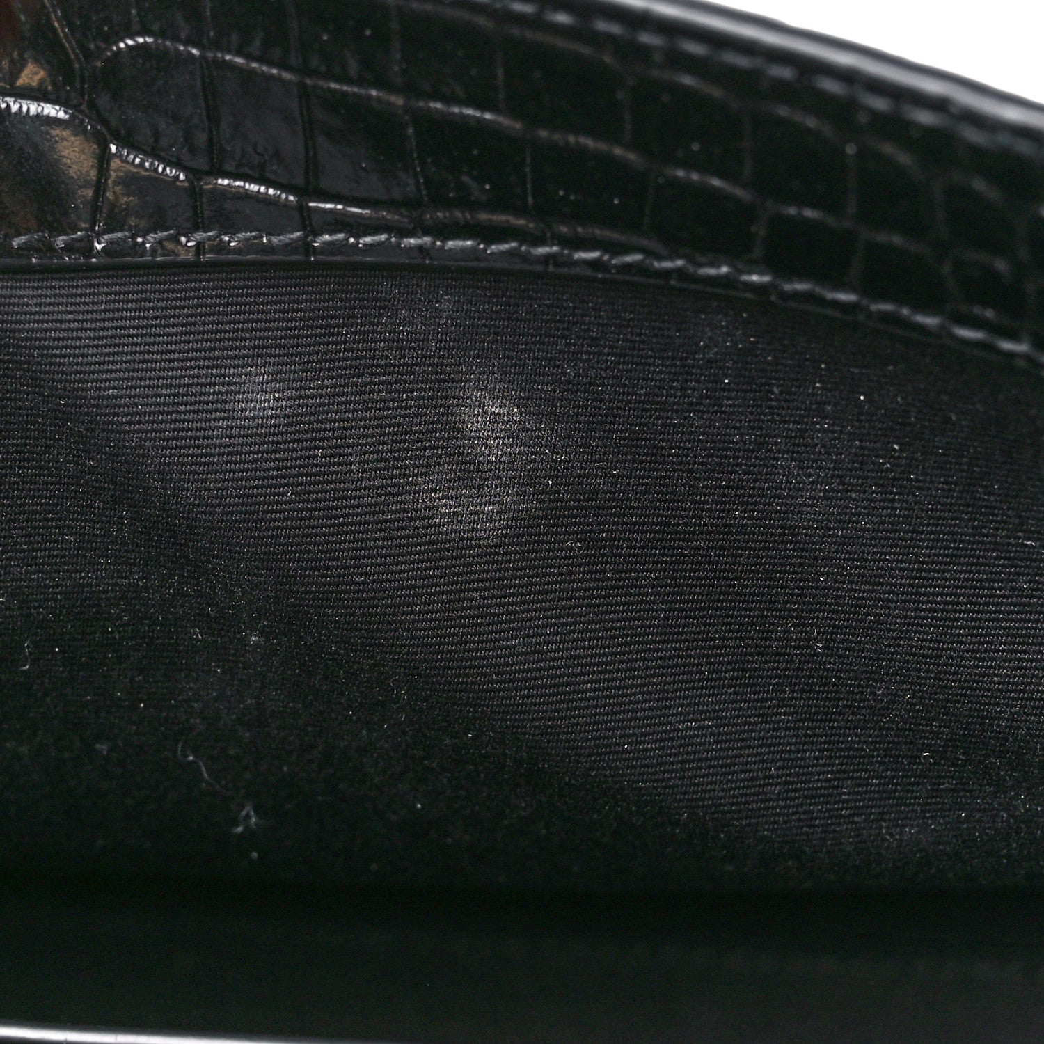 Saint Laurent Shiny Calfskin Crocodile Embossed Small Manhattan Baguette Black 12 of 12