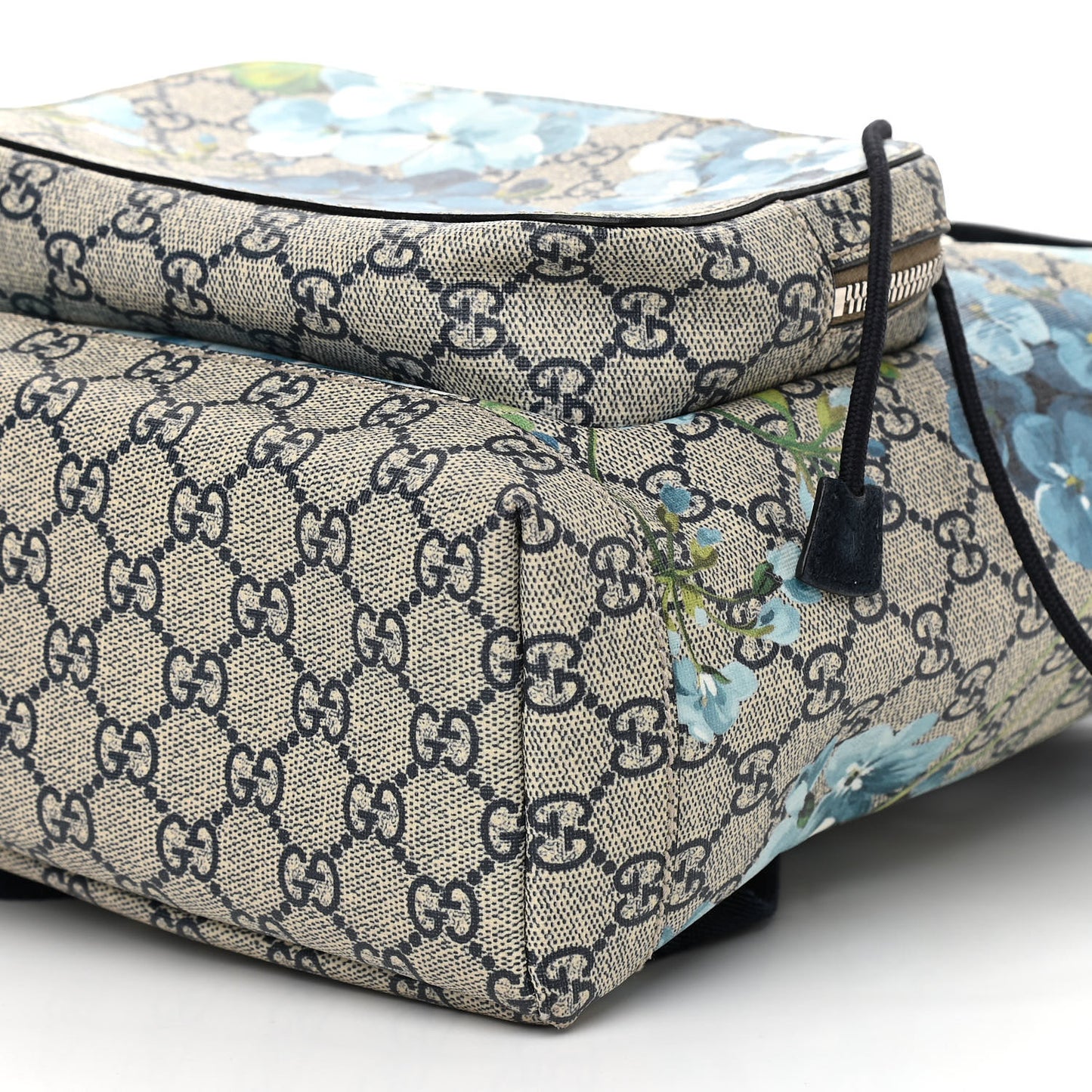 GG Supreme Monogram Blooms Small Single Buckle Backpack Beige Blue Navy