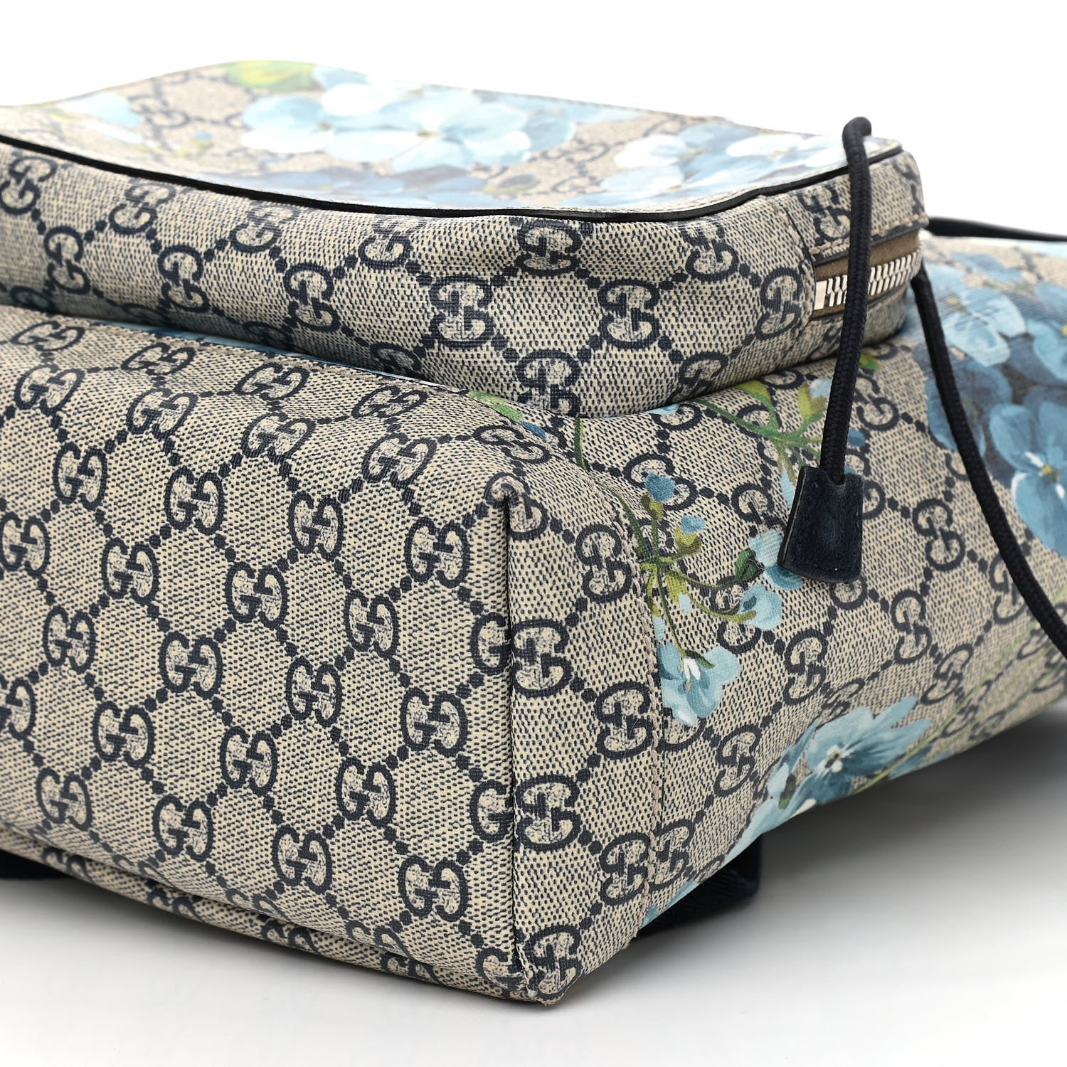 Gucci GG Supreme Monogram Blooms Small Single Buckle Backpack Beige Blue Navy 10 of 10