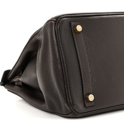 Hermes Taurillon Clemence Birkin 30 Chocolate 9 of 20