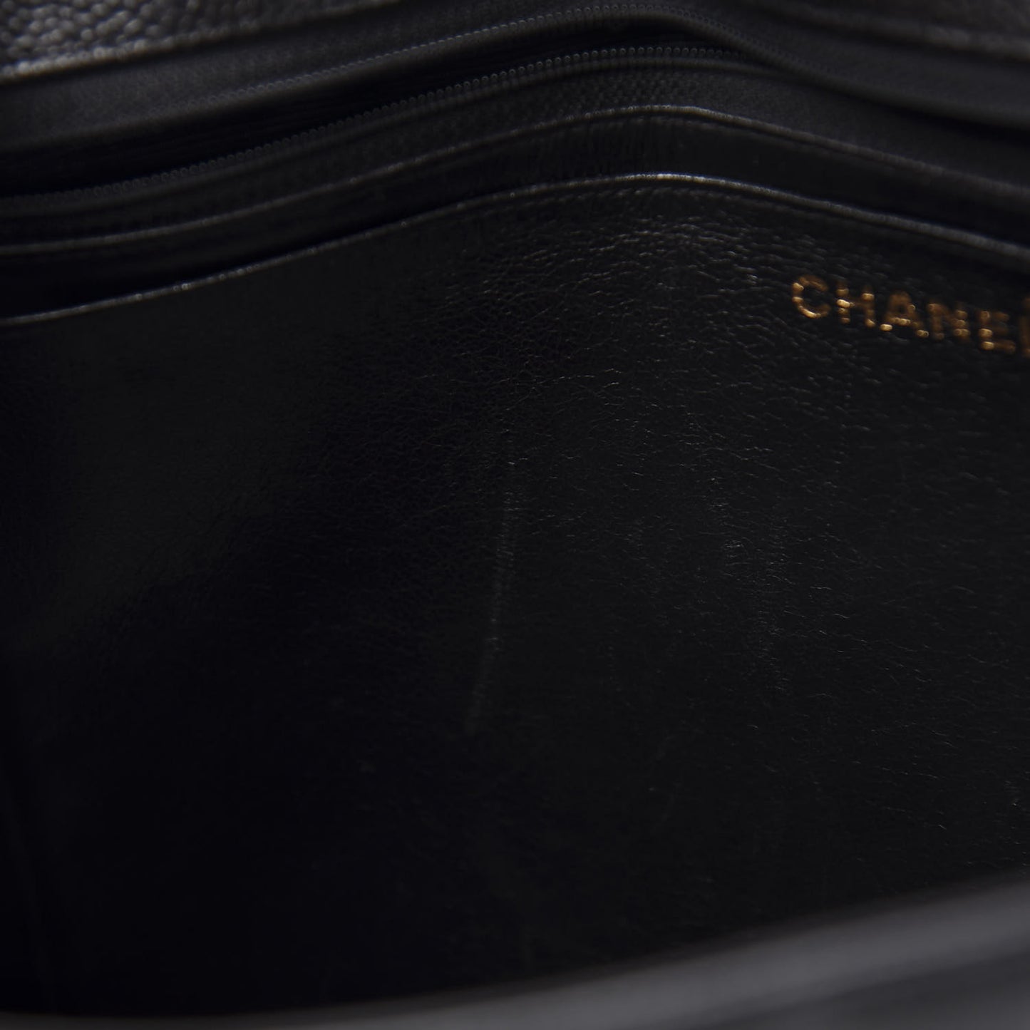 Caviar Vertical Quilted Jumbo Single Flap Black