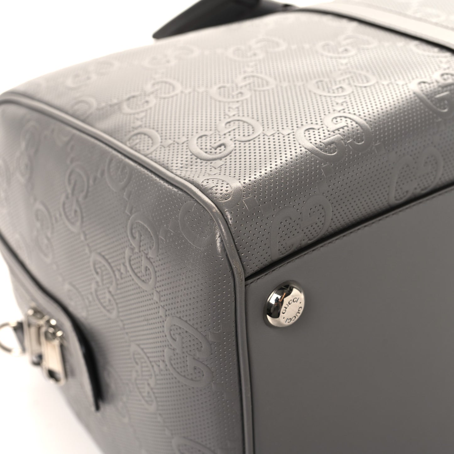 Calfskin GG Tennis Embossed Duffle Bag Grey
