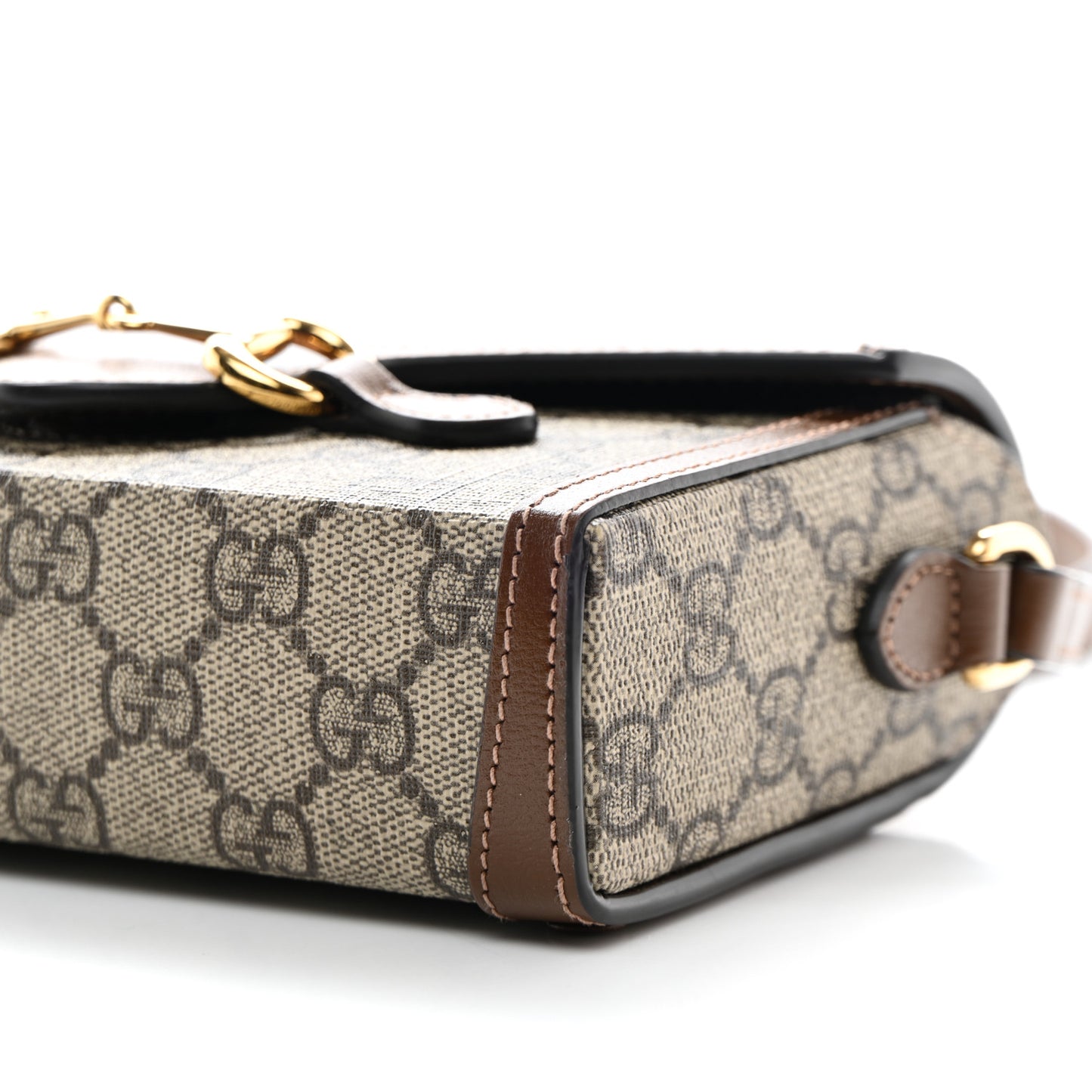 GG Supreme Monogram Mini Horsebit 1955 Shoulder Bag Beige Brown Sugar