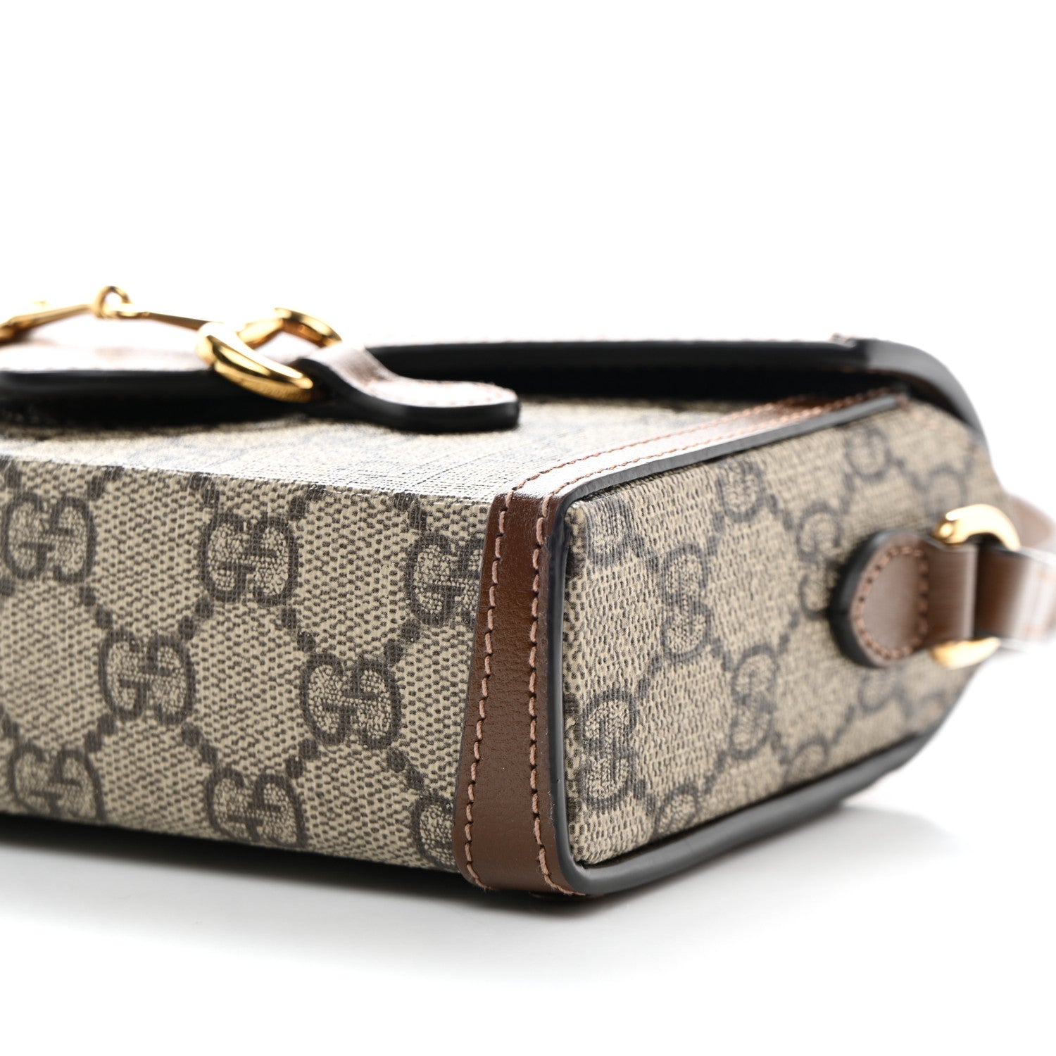 Gucci GG Supreme Monogram Mini Horsebit 1955 Shoulder Bag Beige Brown Sugar 10 of 11