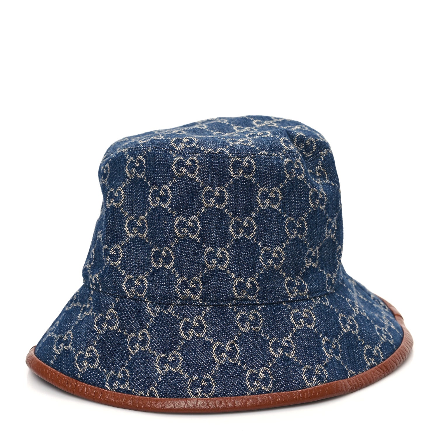 Gucci Washed Jacquard Denim Nappa GG Monogram Oscar Bucket Hat L Denim Cuir 4 of 9