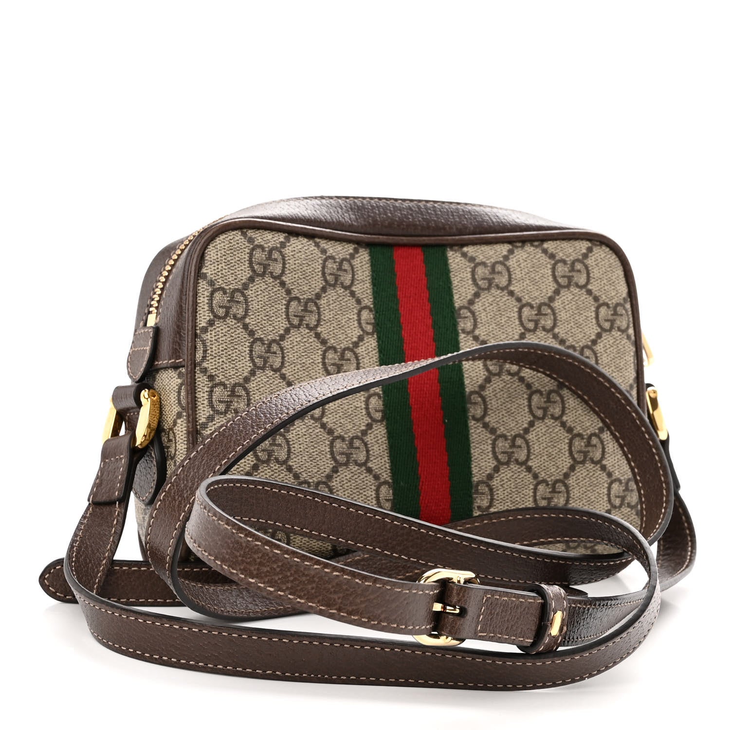 Gucci GG Supreme Monogram Web Mini Ophidia Shoulder Bag Brown 3 of 9