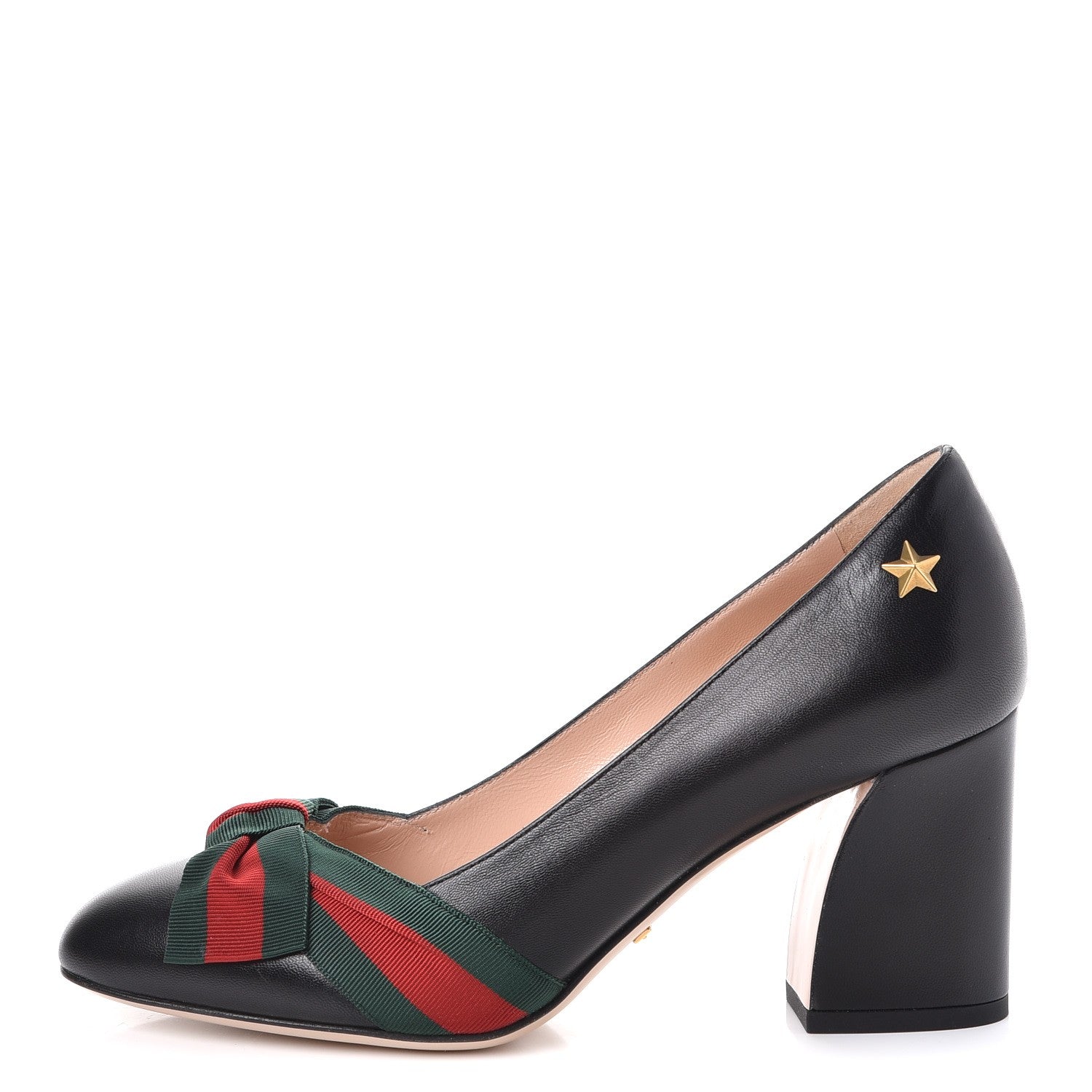 Gucci Malaga Kid Web Bow Aline Pumps 37 Black 1 of 9