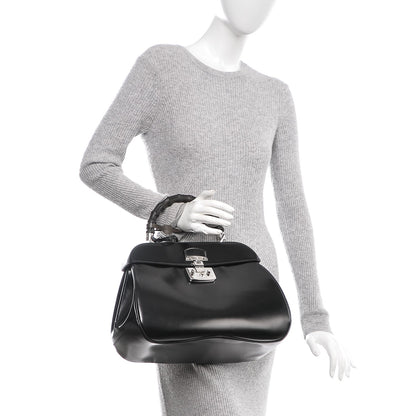 Gucci Regent Calfskin Bamboo Large Lady Lock Top Handle Bag Black 2 of 8