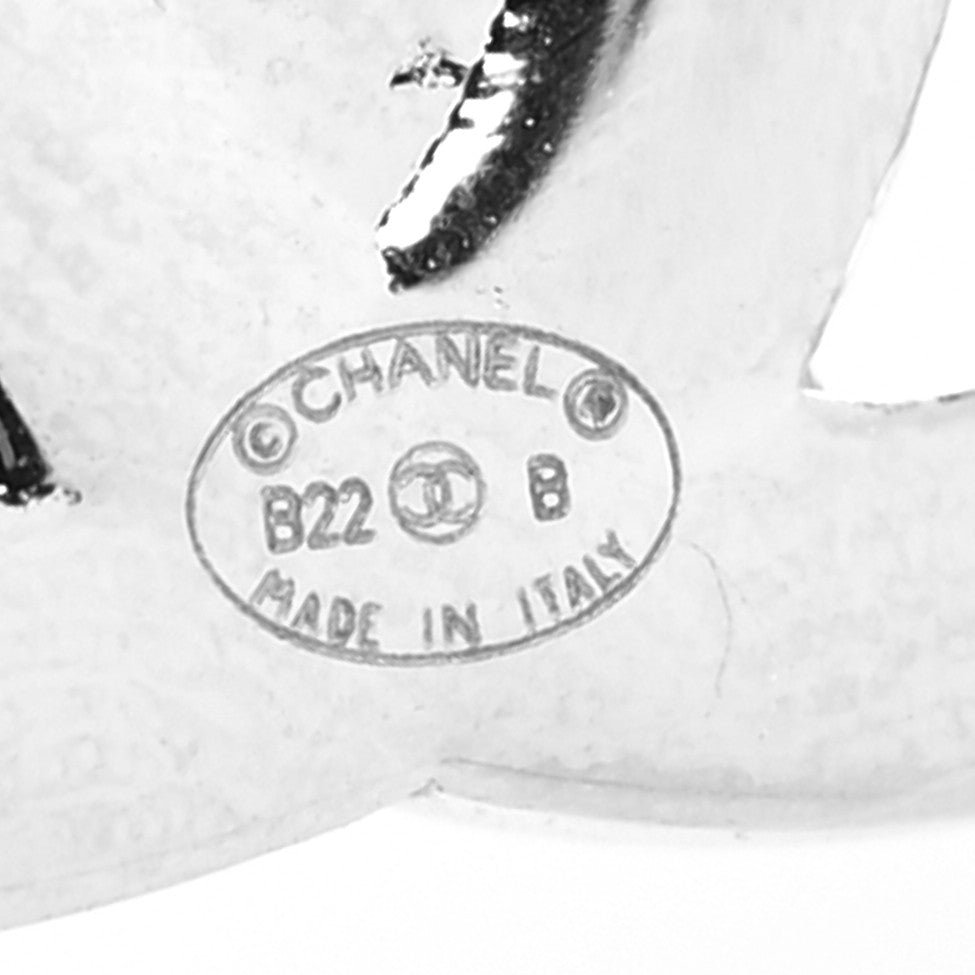 Crystal CC Turnlock Earrings Silver