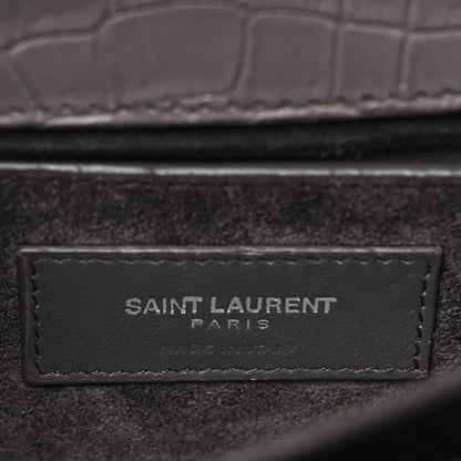 Saint Laurent Calfskin Crocodile Embossed Medium Monogram Sunset Fog 5 of 9