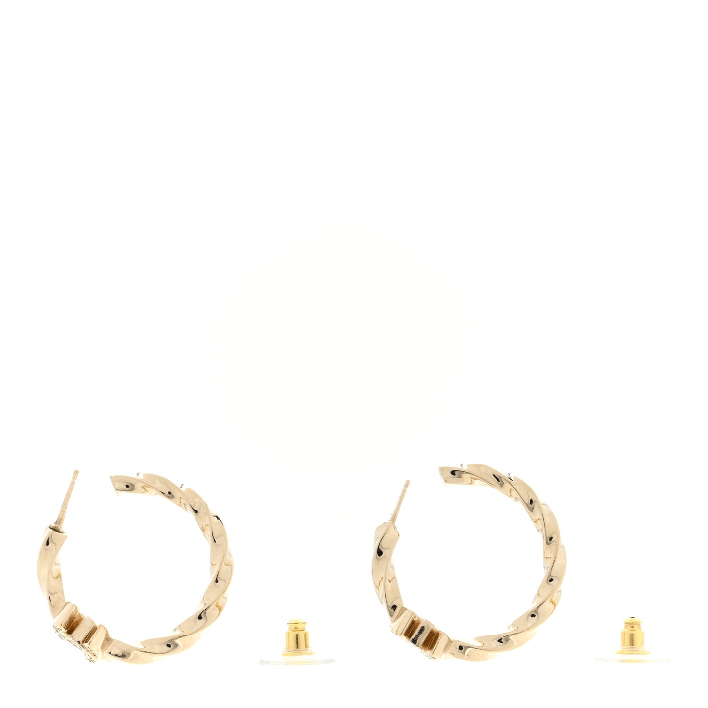 Metal Crystal Twist CC Hoop Earrings Gold