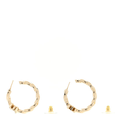 Chanel Metal Crystal Twist CC Hoop Earrings Gold 3 of 4