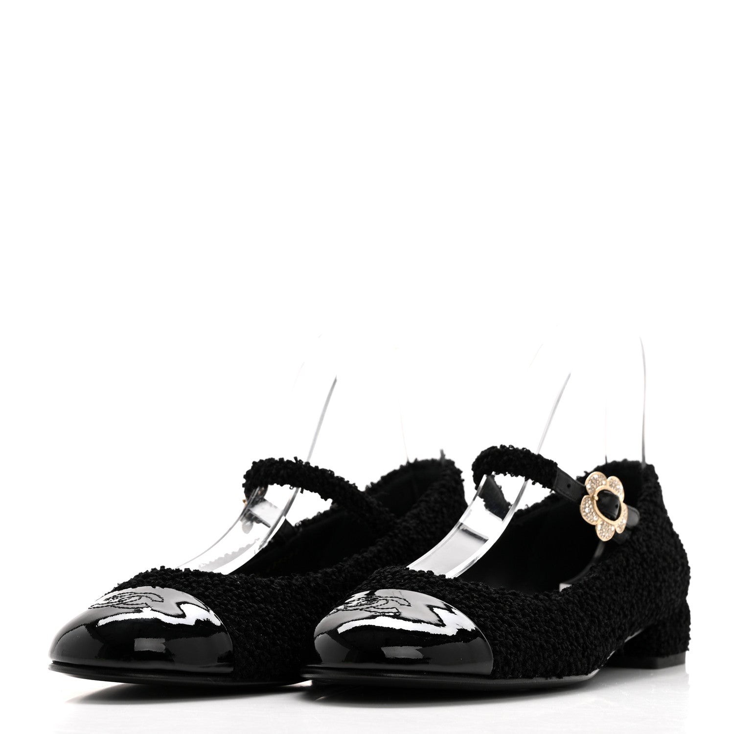 Chanel Tweed Patent Mary Jane Flats 41 Black 3 of 8