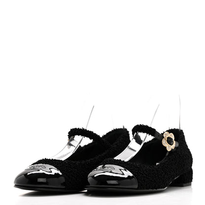 Chanel Tweed Patent Mary Jane Flats 41 Black 3 of 8