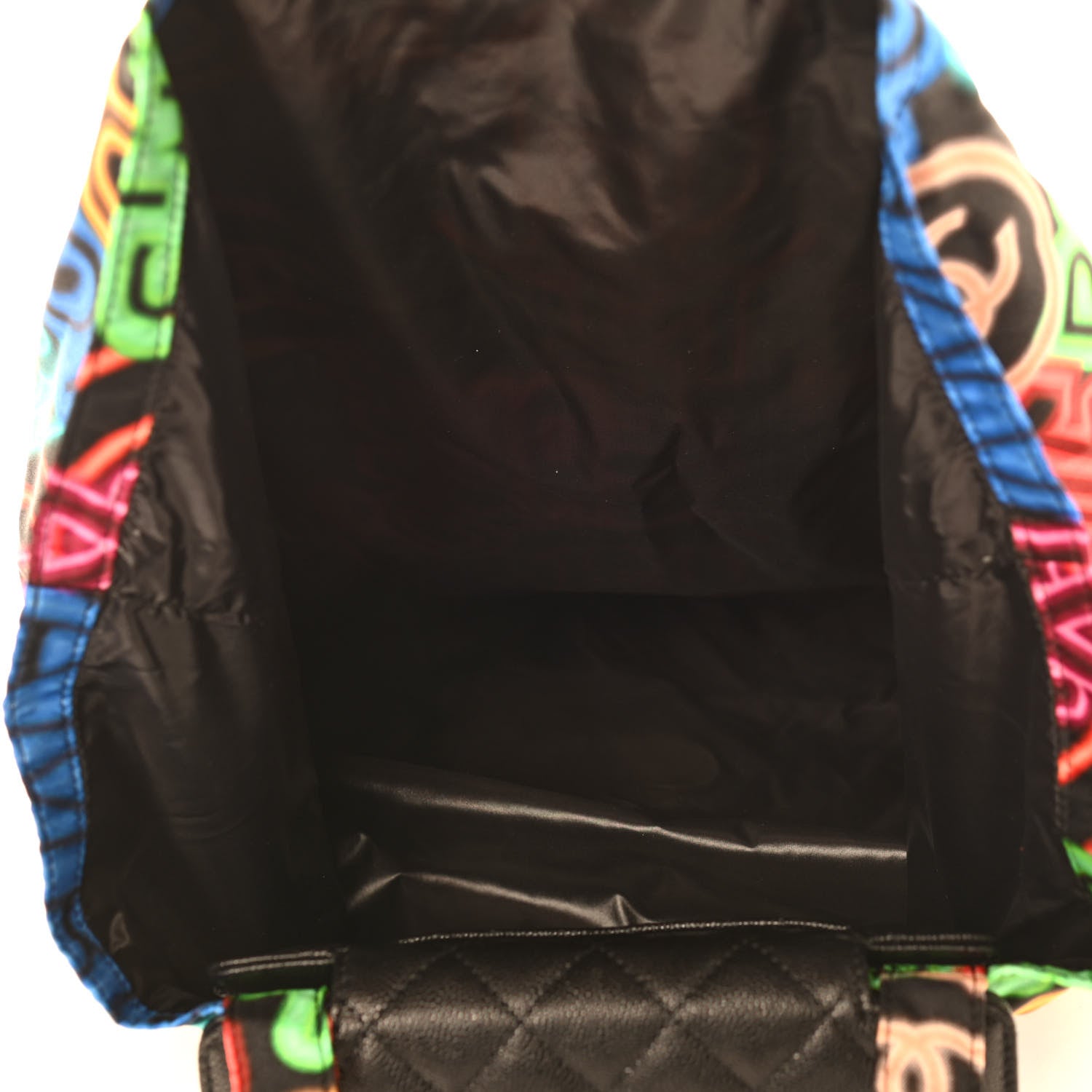 Chanel Caviar Fabric Graffiti Foldable Tote Bag With Chain Black Multicolor 6 of 13
