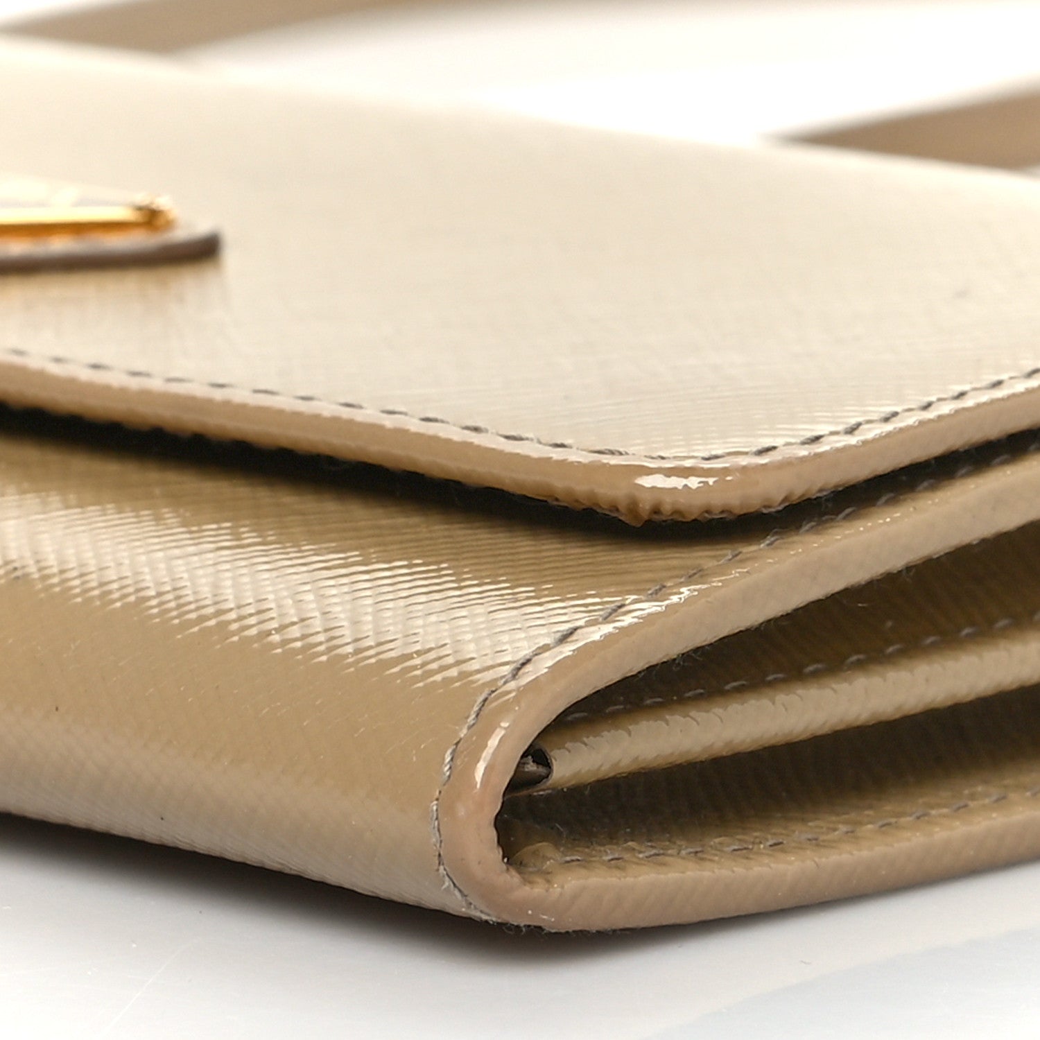 Prada Saffiano Vernice Metal Flap Wallet With Strap Sabbia 10 of 17