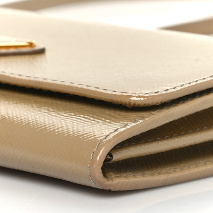 Prada Saffiano Vernice Metal Flap Wallet With Strap Sabbia 10 of 17