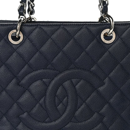 Chanel Caviar Quilted Grand Shopping Tote GST Dark Navy Blue 8 of 14