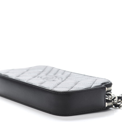 Chanel Caviar Quilted Diamond Small CC Duo Clutch With Chain Black 10 of 12