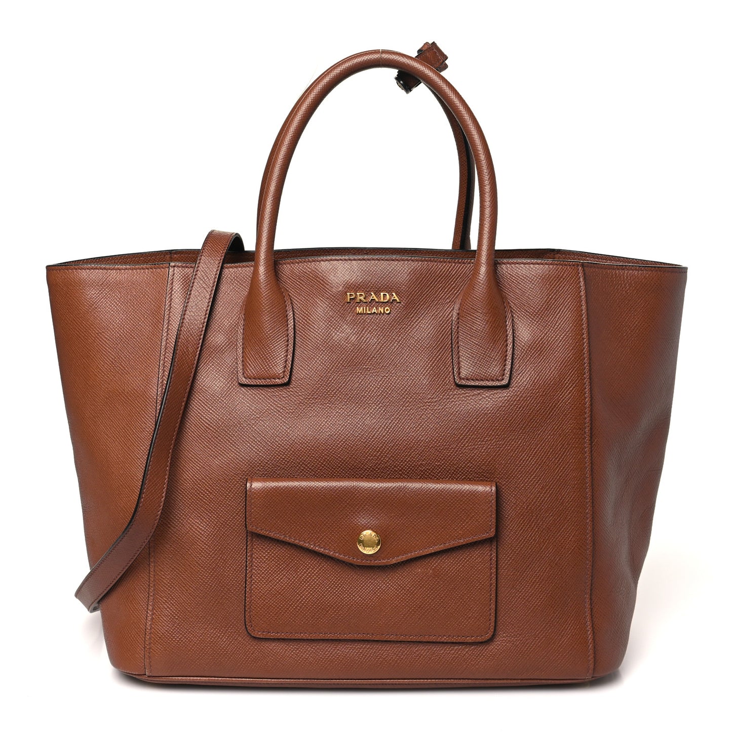 Saffiano Cuir Front Pocket Tote Palissandro