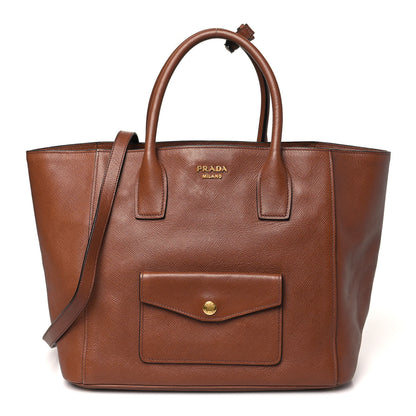 Prada Saffiano Cuir Front Pocket Tote Palissandro 1 of 9