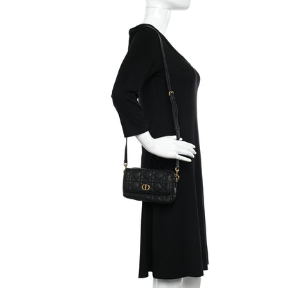 Christian Dior Supple Calfskin Cannage Caro Pouch with Chain Black 2 of 9
