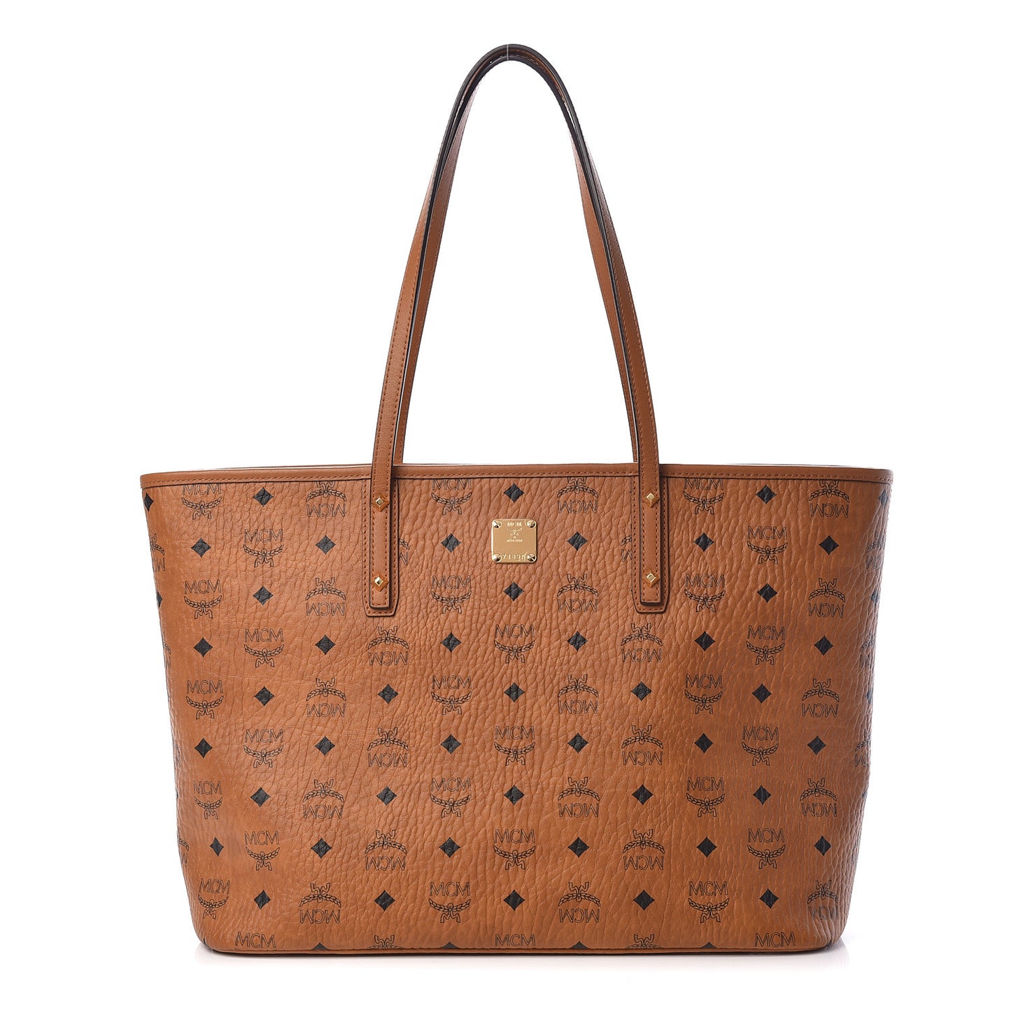 Visetos Medium Anya Top Zip Shopper Tote Cognac