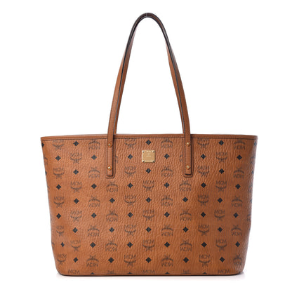 MCM Visetos Medium Anya Top Zip Shopper Tote Cognac 3 of 11