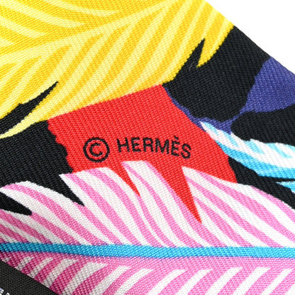 Hermes Silk Jaguar Quetzal Twilly Vert Rouge Rose 3 of 5