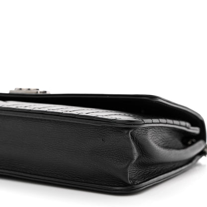 Chanel Calfskin Chevron Quilted Boy Wallet On Chain WOC Black 11 of 15