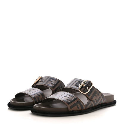 Fendi Calfskin FF Embossed Slide Sandals 40.5 Maya Black 3 of 12