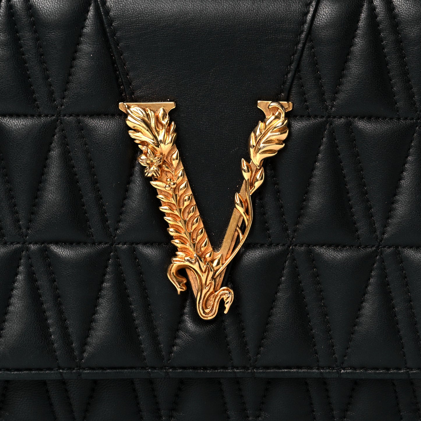 Nappa Quilted Virtus Top Handle Shoulder Bag Black