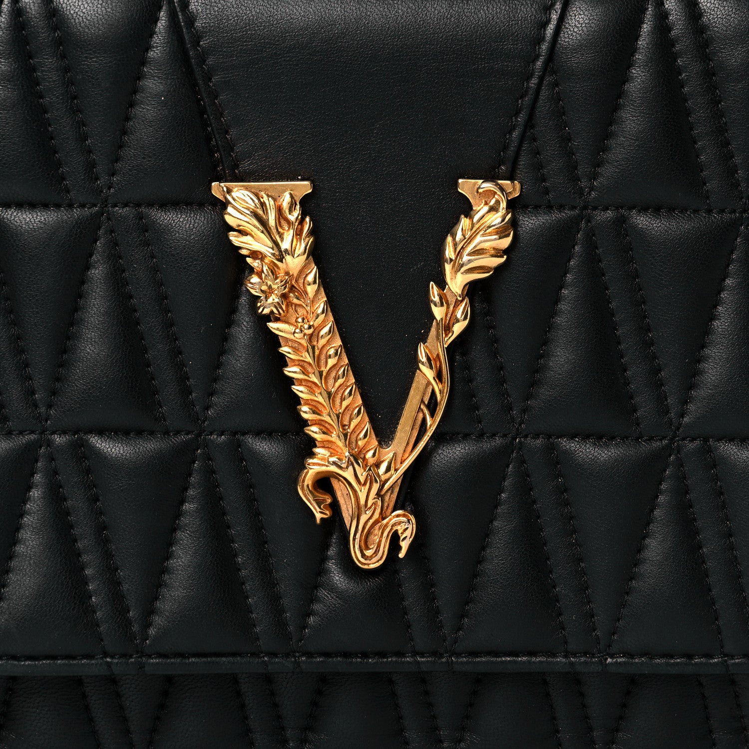 Versace Nappa Quilted Virtus Top Handle Shoulder Bag Black 7 of 21