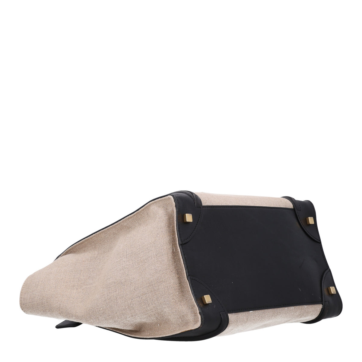 Smooth Calfskin Linen Tricolor Mini Luggage Black Khaki Navy