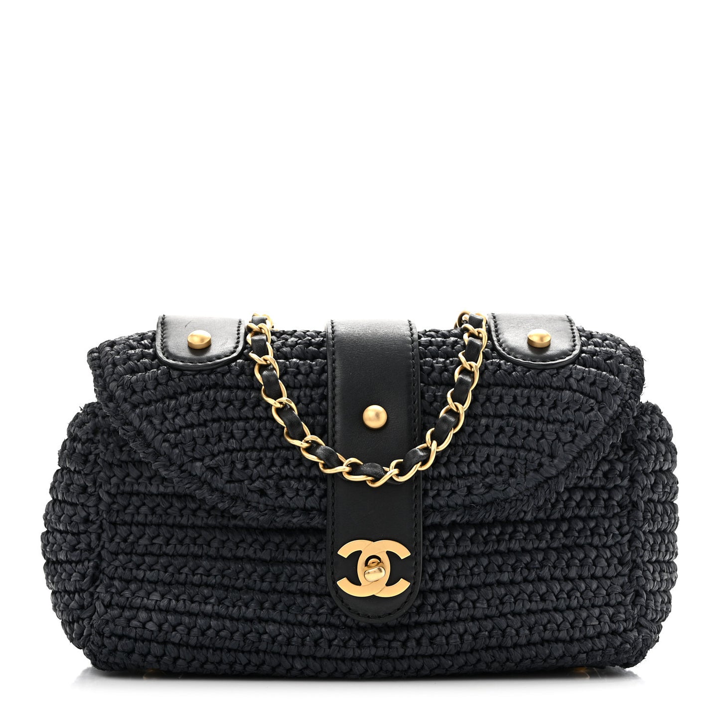 Straw Raffia Shoulder Bag Navy Blue