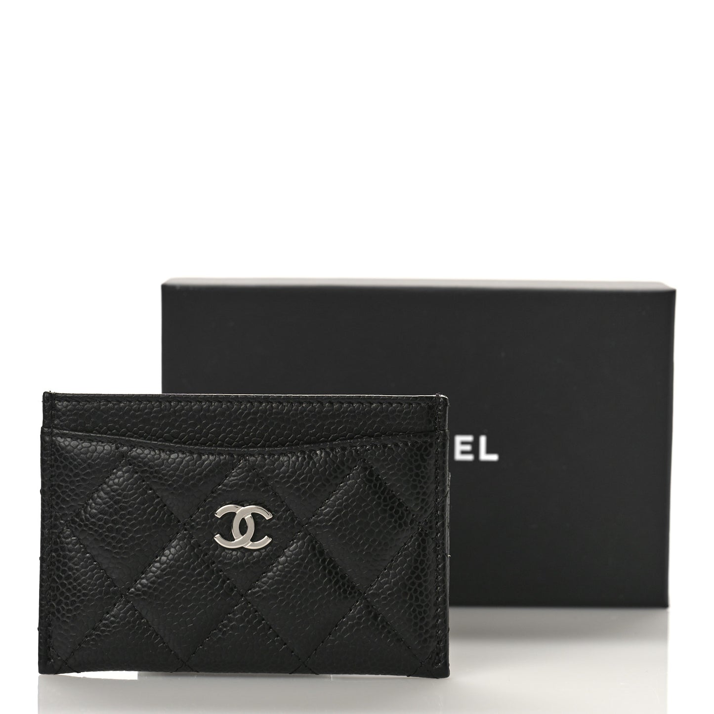 Caviar Quilted Card Holder Black