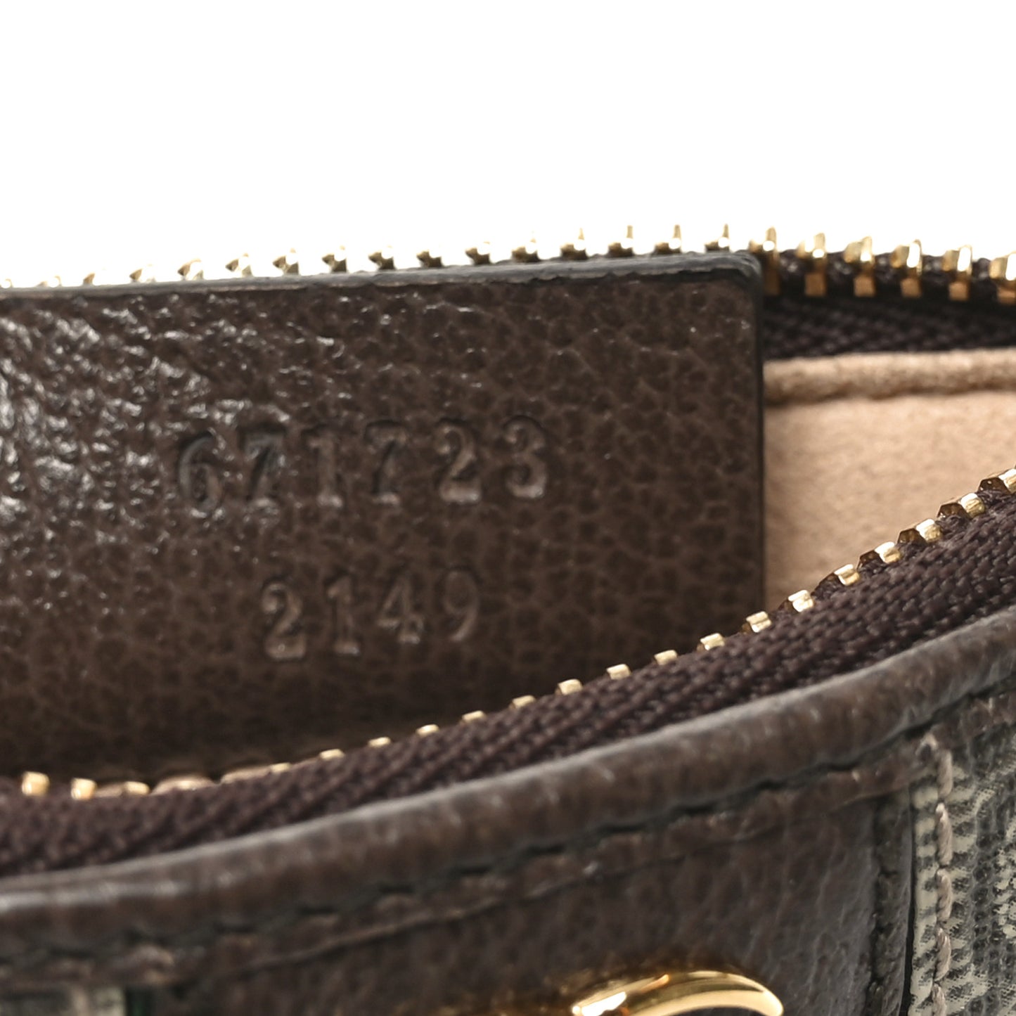 GG Supreme Monogram Web Ophidia Zip Card Case Brown
