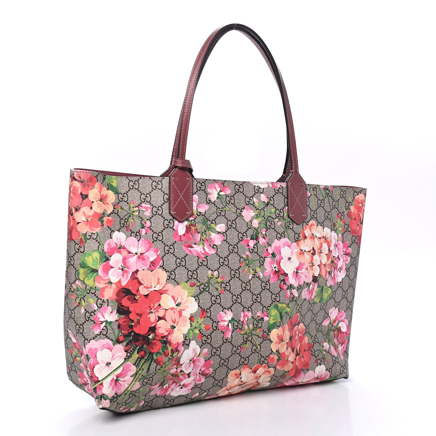GG Supreme Monogram Blooms Medium Reversible Tote Beige Multicolor Dry Rose