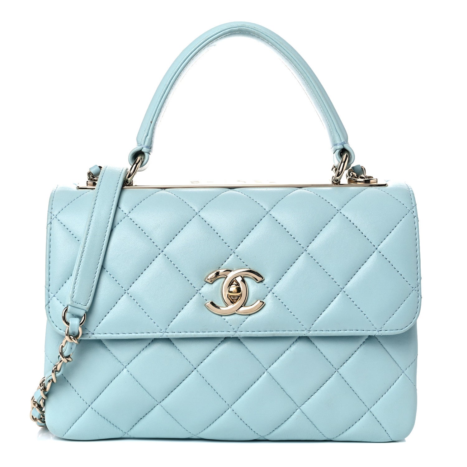Chanel Lambskin Quilted Small Trendy CC Flap Dual Handle Bag Light Blue 1 of 26