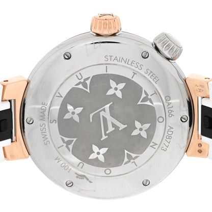 Louis Vuitton Stainless Steel 18K Rose Gold Rubber 39.5mm Tambour Street Diver Quartz Watch White White 4 of 4