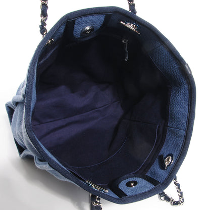 Chanel Toile Small Deauville Tote Denim Blue 5 of 9