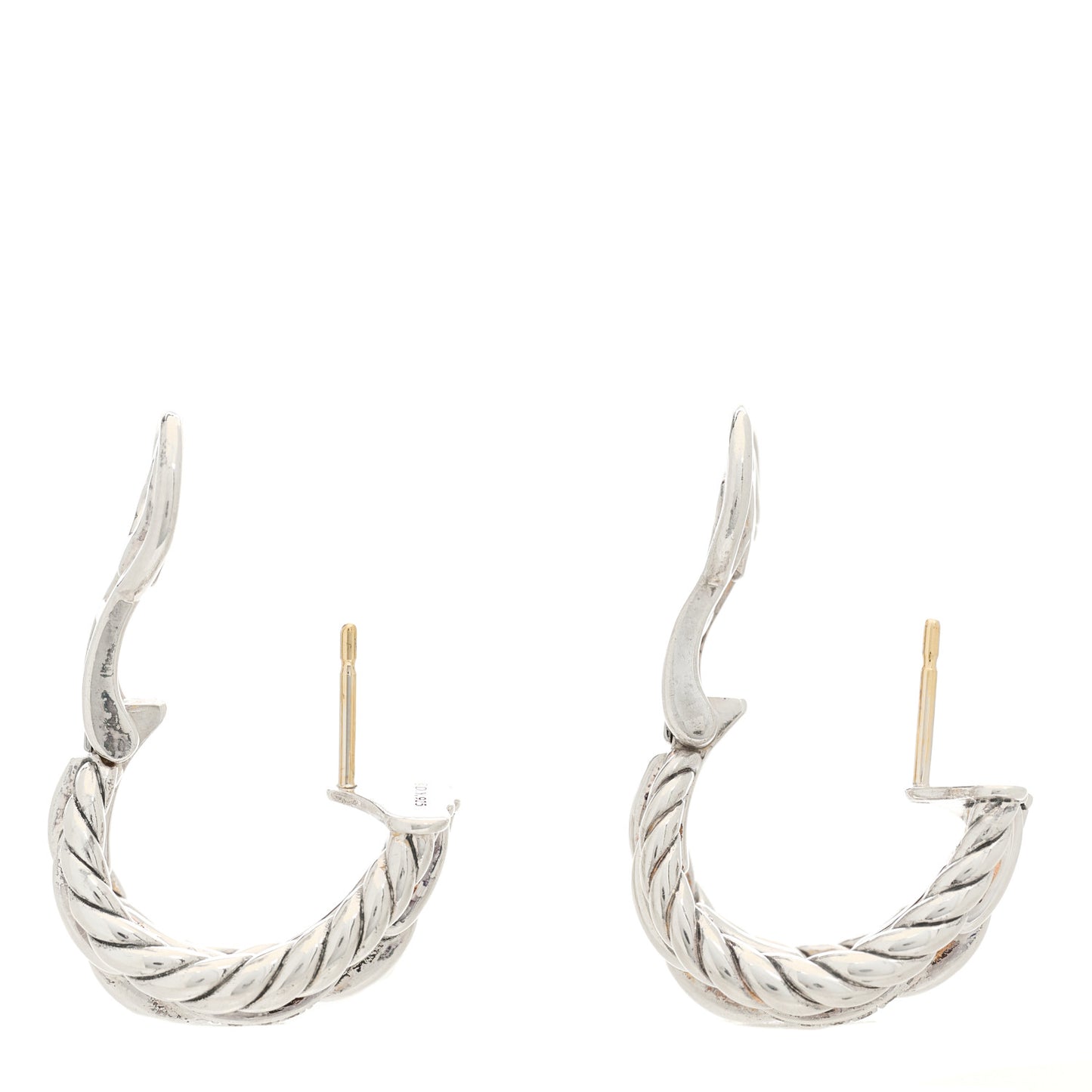 Sterling Silver Diamond Wellesley Link Hoop Earrings