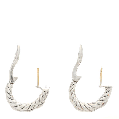 David Yurman Sterling Silver Diamond Wellesley Link Hoop Earrings 3 of 4