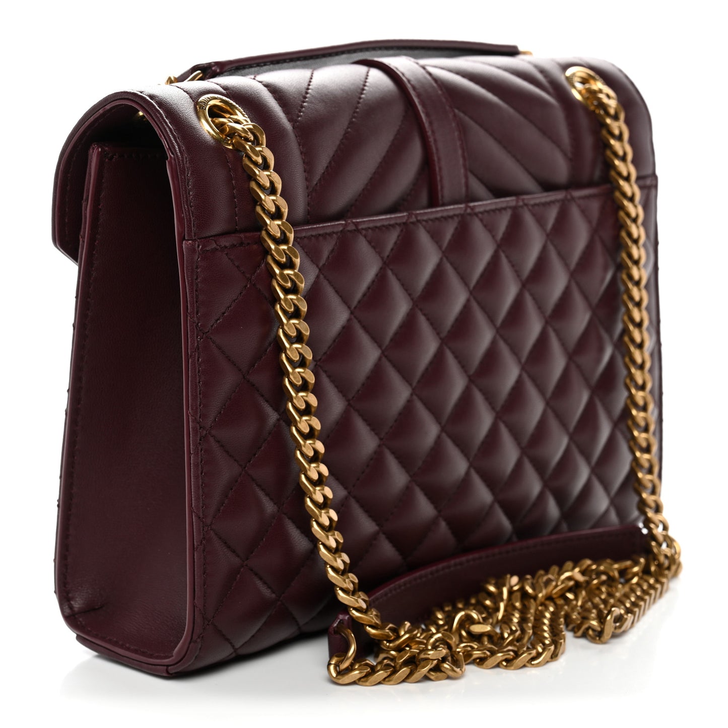 Lambskin Mixed Matelasse Triquilt Medium Monogram Satchel Burgundy