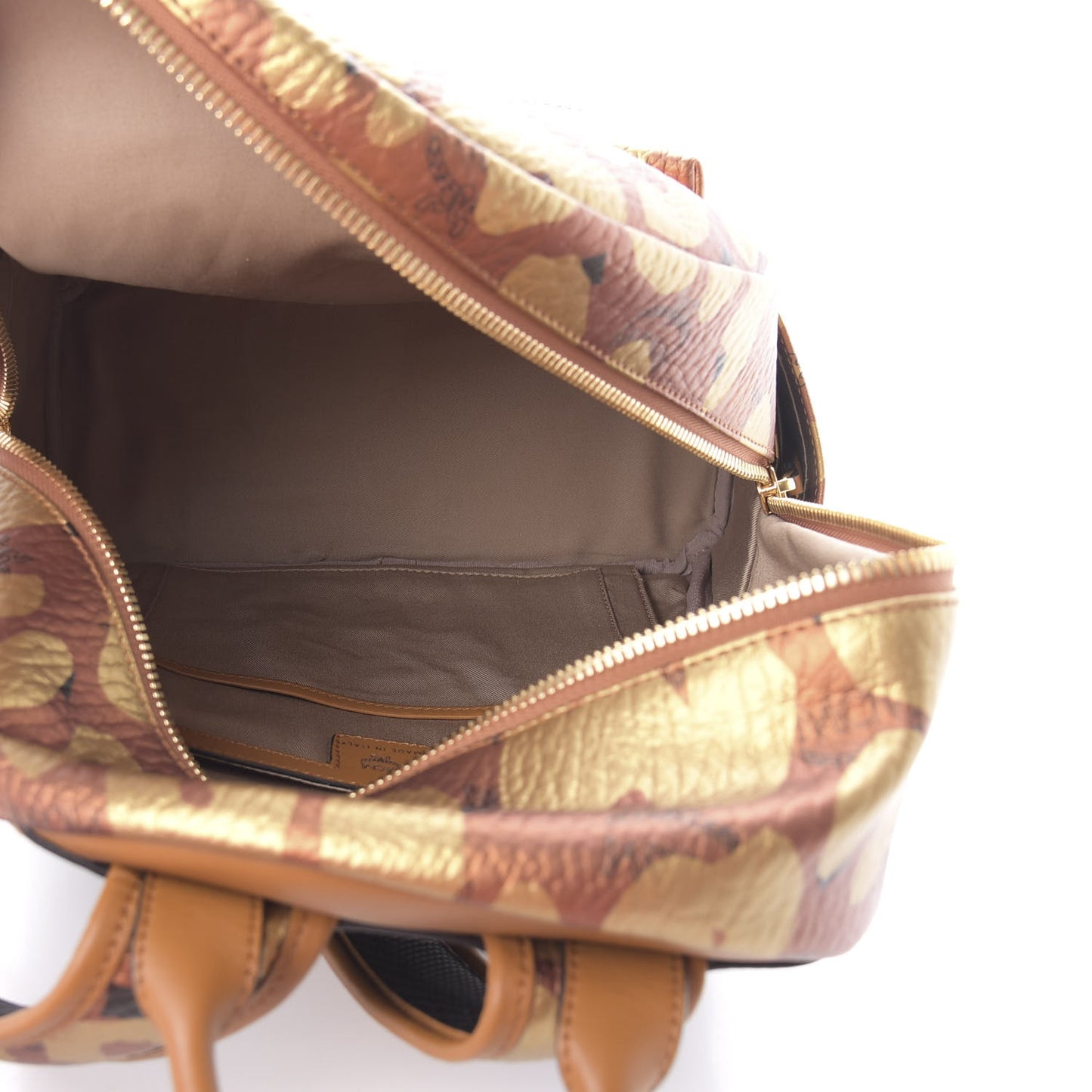 Metallic Visetos Leopard Print Small Stark Backpack Cognac